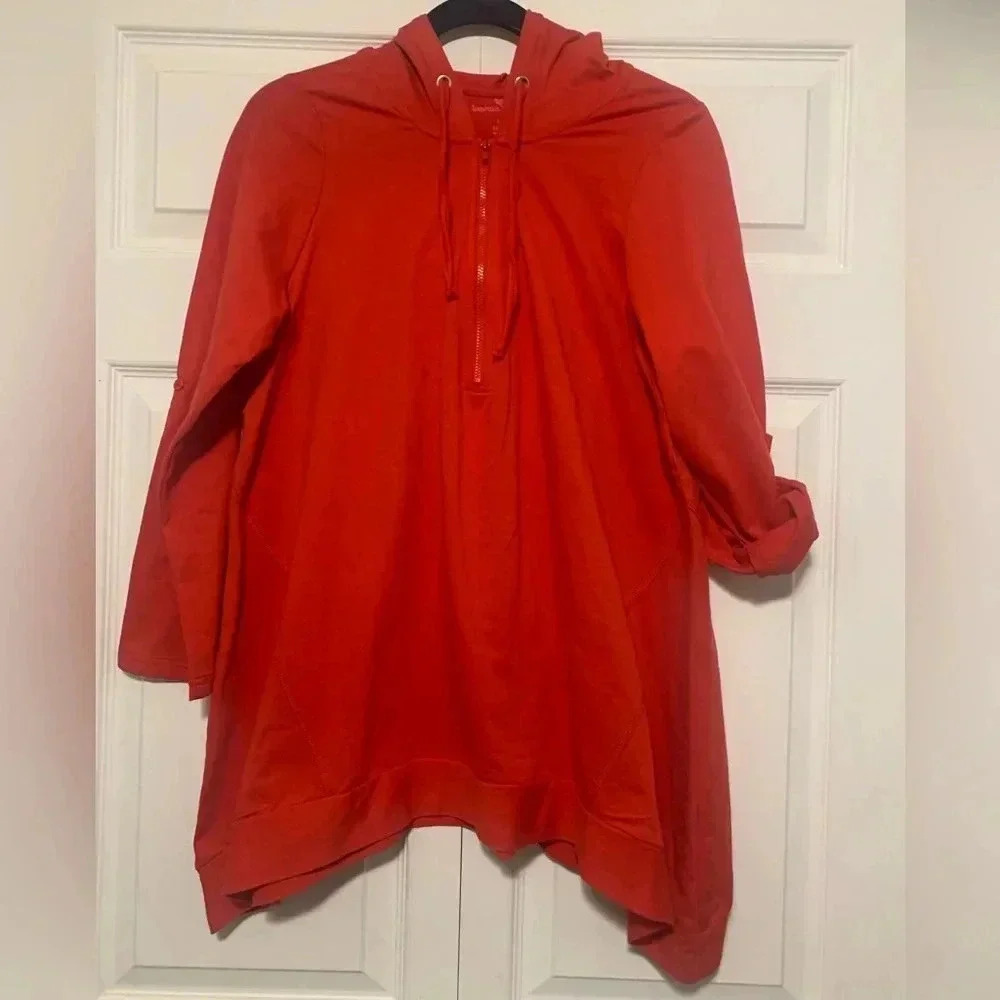 14/16 Woman Within Quarter Zip pullover with sleeves can be rolled up or down.